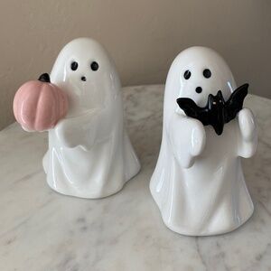 NEW set of 2 Hyde & Eek ceramic shorts with pink pumpkin and black bat